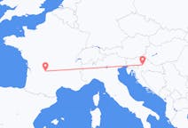 Vluchten van Zagreb, Kroatië naar Brive-la-Gaillarde, Frankrijk