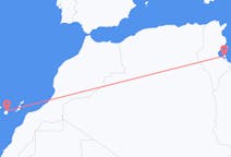 Loty z Dżerba, Tunezja z Las Palmas, Hiszpania