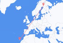 フィンランドのロヴァニエミからから、スペインのテネリフェ島までのフライト
