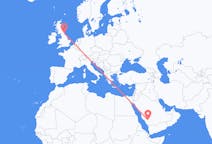 Flyrejser fra Bisha, Saudi-Arabien til Newcastle upon Tyne, England