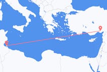 Loty z Dżerba, Tunezja z Adana, Turcja