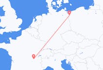 Flyg från Szczecin, Polen till Lyon, Frankrike