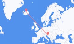 Vols de la ville de Zagreb, Croatie vers la ville d'Akureyri, Islande