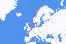 Flüge von Sandnessjøen, Norwegen nach Nantes, Frankreich