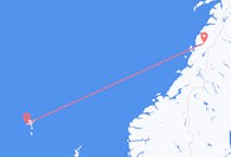 フェロー諸島のソルヴァーグルから、ノルウェーのモ・イ・ラナまでのフライト