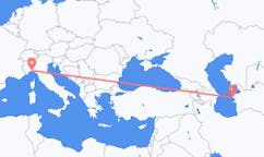 Loty z Turkmenbaszy, Turkmenistan do Genui, Włochy