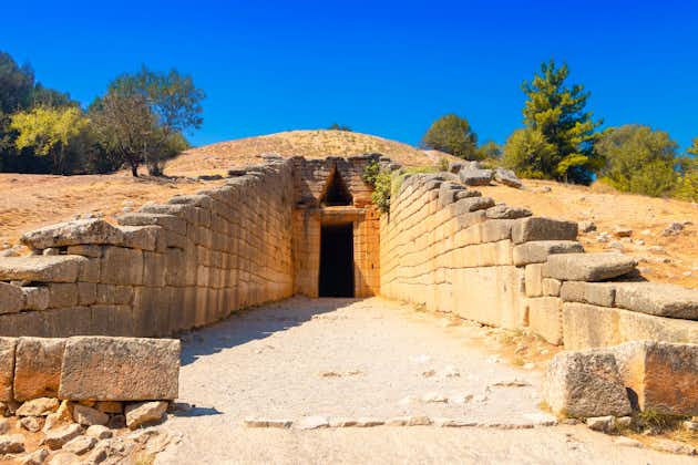 Photo of Archaeological site in Mycenae on a bright sunny day, Greece.