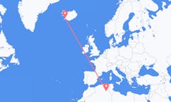 航班从阿尔及利亚图古尔特市到雷克雅维克市，冰岛塞尔