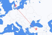 Loty z Nevşehir, Turcja do Kopenhaga, Dania