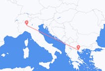 イタリアのミラノからから、ギリシャのテッサロニキまでのフライト