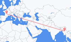 Flyg från Mandalay, Myanmar (Burma) till Brive-la-gaillarde, Frankrike