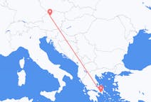 オーストリアのリンツからから、ギリシャのアテネまでのフライト