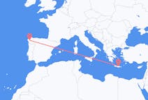 Flyrejser fra Santiago de Compostela, Spanien til Iraklio, Grækenland