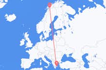 Vols de Narvik, Norvège pour Athènes, Grèce