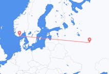 Vols depuis la ville de Nijni Novgorod vers la ville de Kristiansand