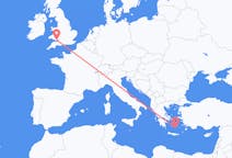 出发地 希腊出发地 圣托里尼前往威尔士的加迪夫的航班