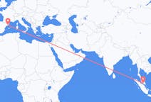 Flyreiser fra Malacca City, Malaysia til Barcelona, Spania