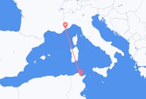 Loty z Tunis, Tunezja do Nicei, Francja