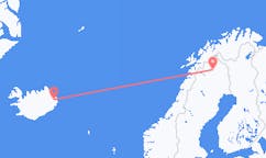 Voli dalla città di Kiruna, la Svezia alla città di Egilsstaðir, l'Islanda
