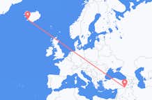 Vluchten van Mardin, Turkije naar Reykjavík, IJsland