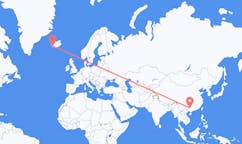 航班从中国柳州市市到雷克雅维克市，冰岛塞尔