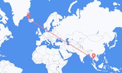 航班从泰国曼谷市到伊萨菲厄泽市，冰岛塞尔