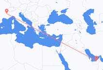 Flug frá Abu Dhabi, Sameinuðu arabísku furstadæmunum til Grenoble, Frakklandi