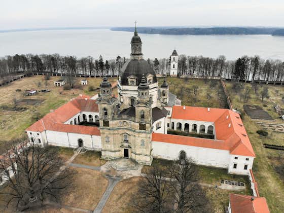 photo of pazaislis monastery old baroque building in Kaunas, Lithuania