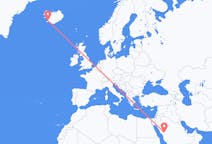 Vluchten van Medina, Benevento, Saoedi-Arabië naar Reykjavík, IJsland