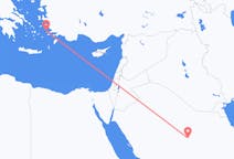 Lennot Al-Qassimin alueelta, Saudi-Arabia Lerosille, Kreikka