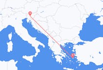 スロベニアのリュブリャナからから、ギリシャのイカリア島までのフライト
