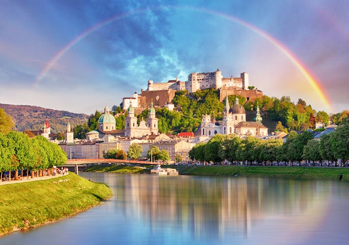Photo of Austria, Rainbow over Salzburg castle.