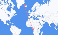 Flyreiser fra byen Luanda, Angola til byen Reykjavik, Island