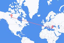 Flüge von Yellowknife, Kanada nach Denizli, die Türkei