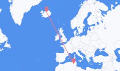 Vluchten van Tébessa, Algerije naar Akureyri, IJsland