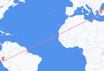 出发地 秘鲁出发地 瓦努科目的地 土耳其代尼茲利的航班