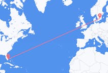 Lennot Fort Lauderdalesta, Yhdysvalloista Växjölle, Ruotsiin