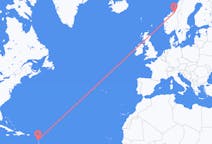 Vluchten van Sint-Jozef, Dominica naar Trondheim, Noorwegen