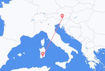Vluchten van Klagenfurt, Oostenrijk naar Cagliari, Trento, Italië