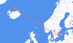 Vols de Grimsey, Islande pour Kalmar, Suède
