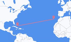 Vols de la colonie de Deadman's Cay, les Bahamas vers Porto-Santo, portugal