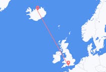 Flyg från Akureyri, Island till Bournemouth, England