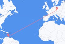 Vluchten van Willemstad, Curaçao naar Praag, Tsjechië