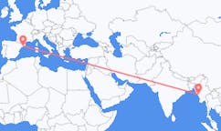 Flyg från Ann, Myanmar (Burma) till Barcelona, Spanien