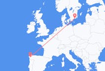 Loty z Karlskrony, Szwecja do Santiago de Compostela, Hiszpania