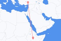 Flyreiser fra Goba, Etiopia til Adana, Tyrkia