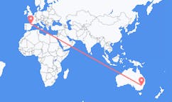 Flyg från Orange, Australien till Lourdes (kommun i Brasilien, São Paulo, lat -20,94, long -50,24), Frankrike