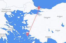 ギリシャのレロス島からから、トルコのイスタンブールまでのフライト