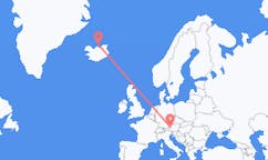 Flyg från Grimsey, Island till Salzburg, Österrike
