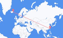 航班从台湾台北市市到埃伊尔斯塔济市，冰岛塞尔
